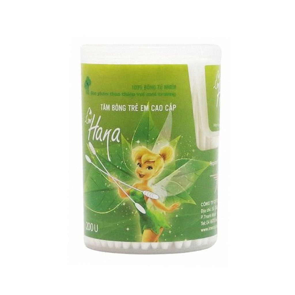 Tăm bông Hana lõi giấy đầu xoắn hộp 200 cây