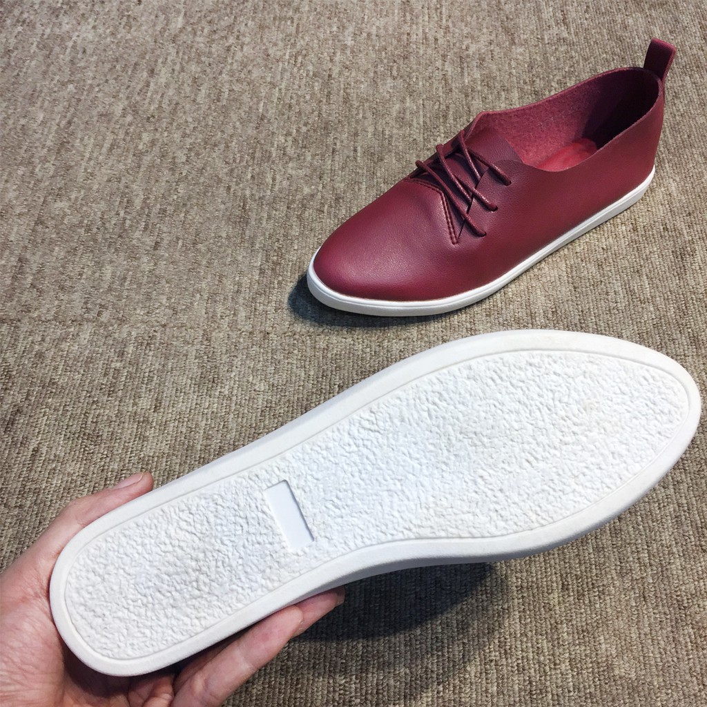 Giày slip on Thái Lan nữ đế bằng buộc dây chất liệu đẹp, siêu nhẹ, mềm, êm màu đỏ đậm DS1215 Sr7 | BigBuy360 - bigbuy360.vn