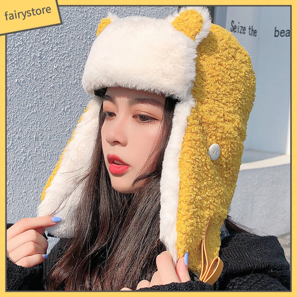 (Hàng Mới Về) Mũ Trùm Đầu Phủ Lông Cừu Phối Khẩu Trang Có Van Thở Tiện Dụng