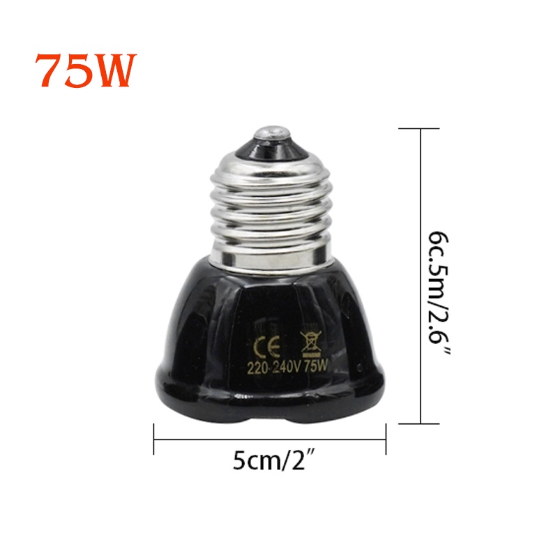 75W Đèn sưởi sứ chiếu hồng ngoại phát nhiệt không ánh sáng