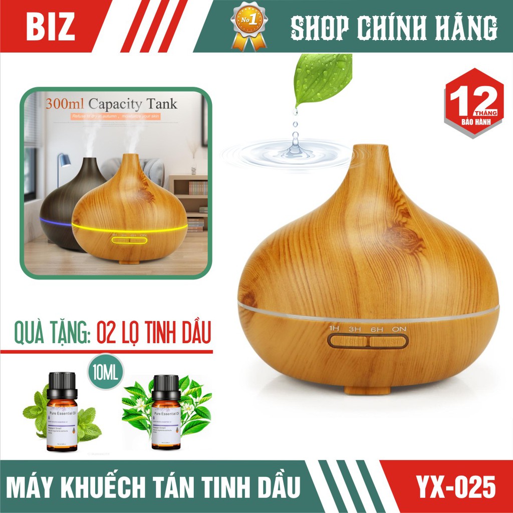 MÁY KHUẾCH TÁN TINH DẦU AROMA CAO CẤP, TẶNG 02 LỌ TINH DẦU 10ML, BẢO HÀNH 12 THÁNG !!!