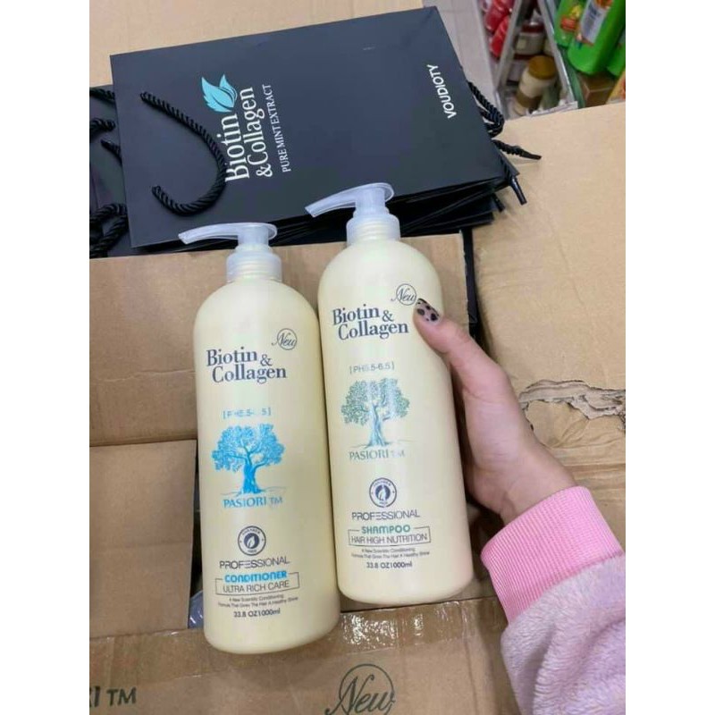 BỘ ĐÔI DẦU GỘI XẢ BIOTIN COLLAGEN 1000mlx2 của Ý