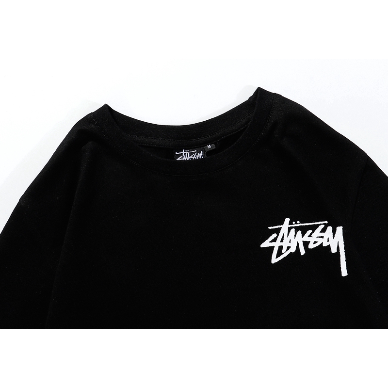 Áo thun cotton tay ngắn in họa tiết chữ Stussy cá tính