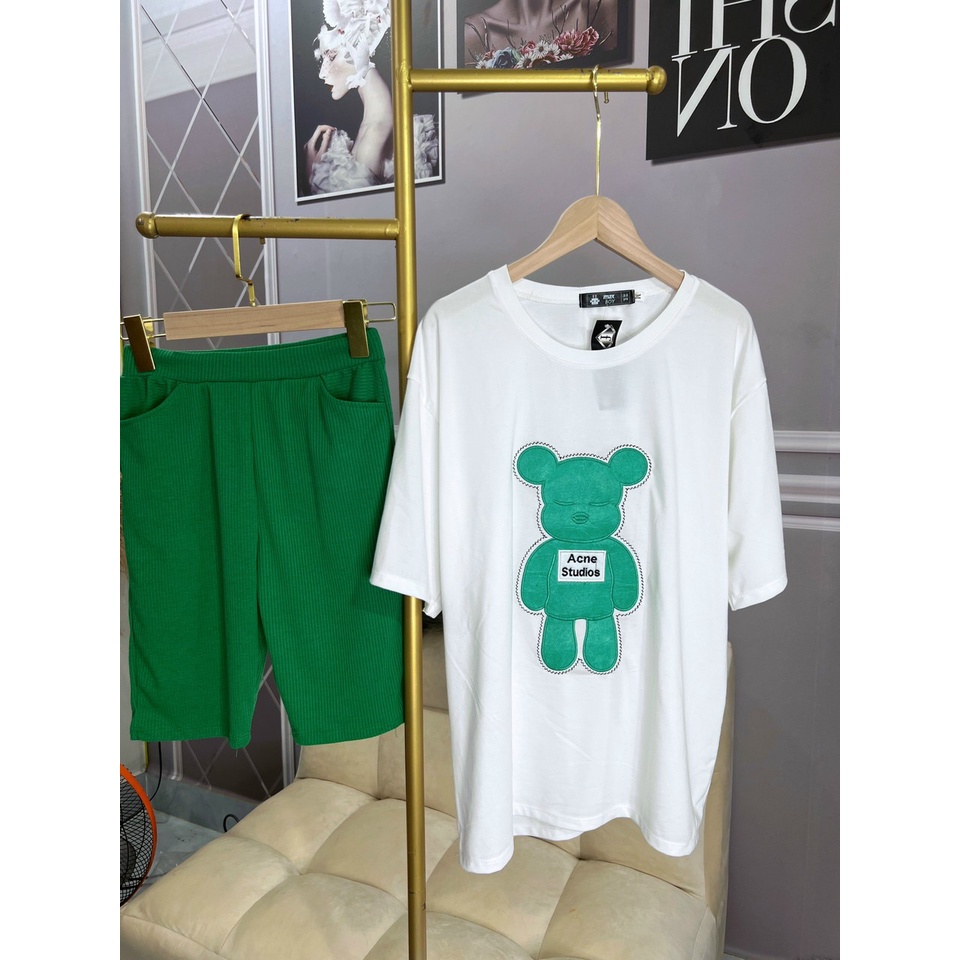 ❤️ BIGSIZE TỚI 85KG❤️ Đồ bộ nữ quần legging thun cotton co giãn hình gấu Set đồ bộ nữ với 2 màu fullsize (43-85kg) B12