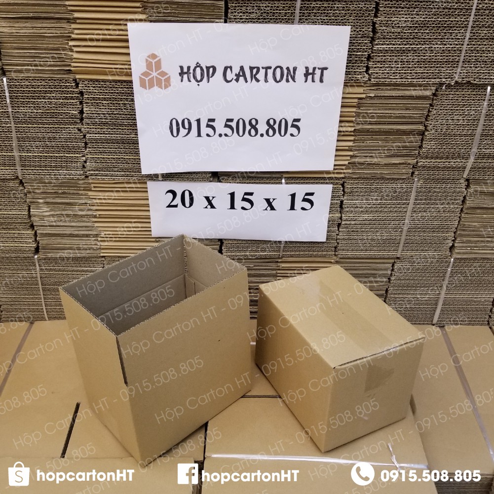 20x15x15 combo 100 hộp carton, thùng giấy cod gói hàng, hộp bìa carton đóng hàng giá rẻ