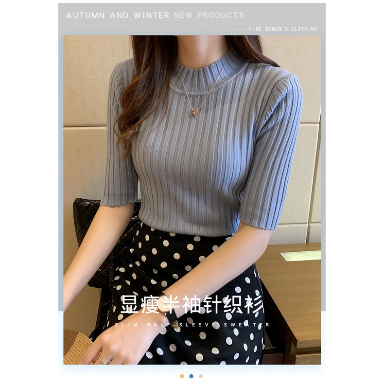 Áo Len Lửng Tay Dài Dáng Ôm Thời Trang Cho Nữ