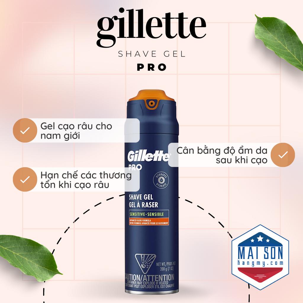 GILLETTE PRO SHAVE GEL CẠO RÂU  - Hàng Nhập USA Chính Hãng