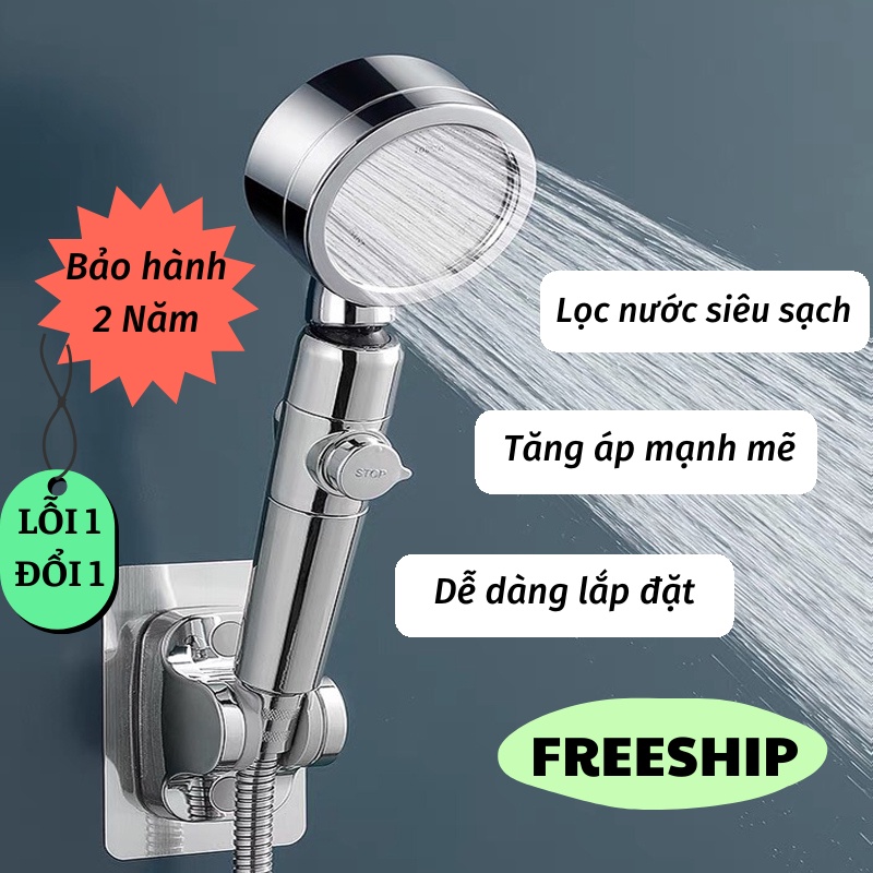 Vòi Hoa Sen Vòi Sen Tăng Áp 3 Chế Độ Nước Kèm Lõi Lọc NỘI THẤT PHÒNG TẮM AKI