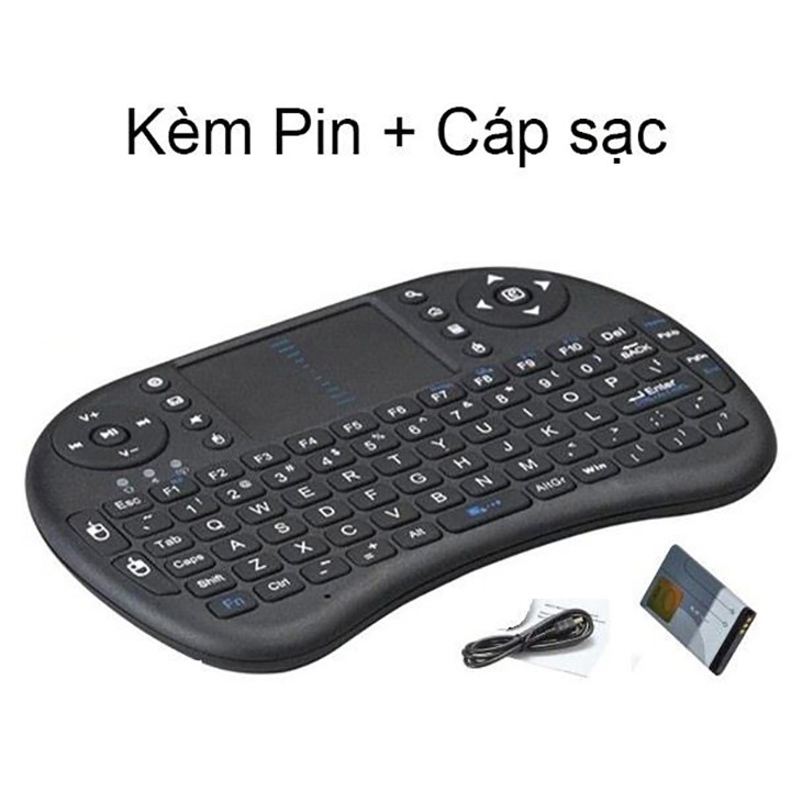 Bàn phím mini không dây cho Smart Tivi, TV Box, Laptop  - Pin sạc