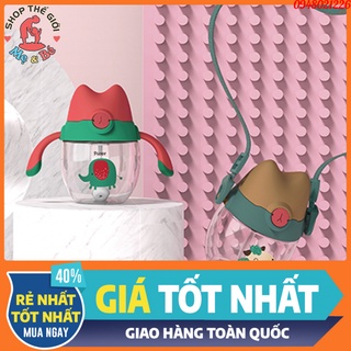 Bình tập uống nước cho bé chống sặc cao cấp Tritan 300ml, chống sặc, an toàn cho bé có dây đeo
