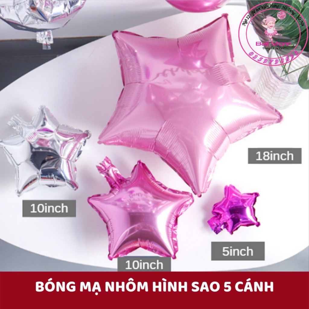 Bóng sao tráng nhôm trang trí sinh nhật có 3 size nhiều màu