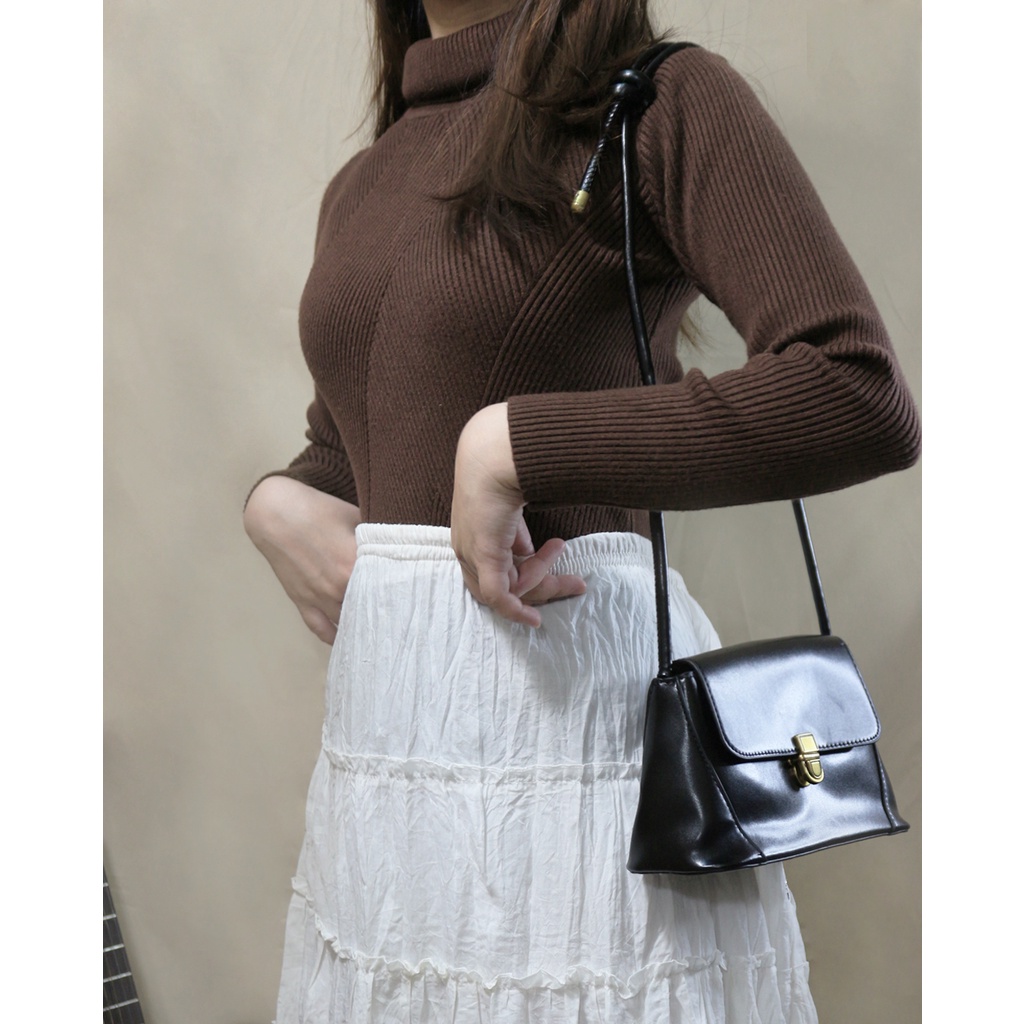 Áo len cổ lọ nâu Vintage dày dặn