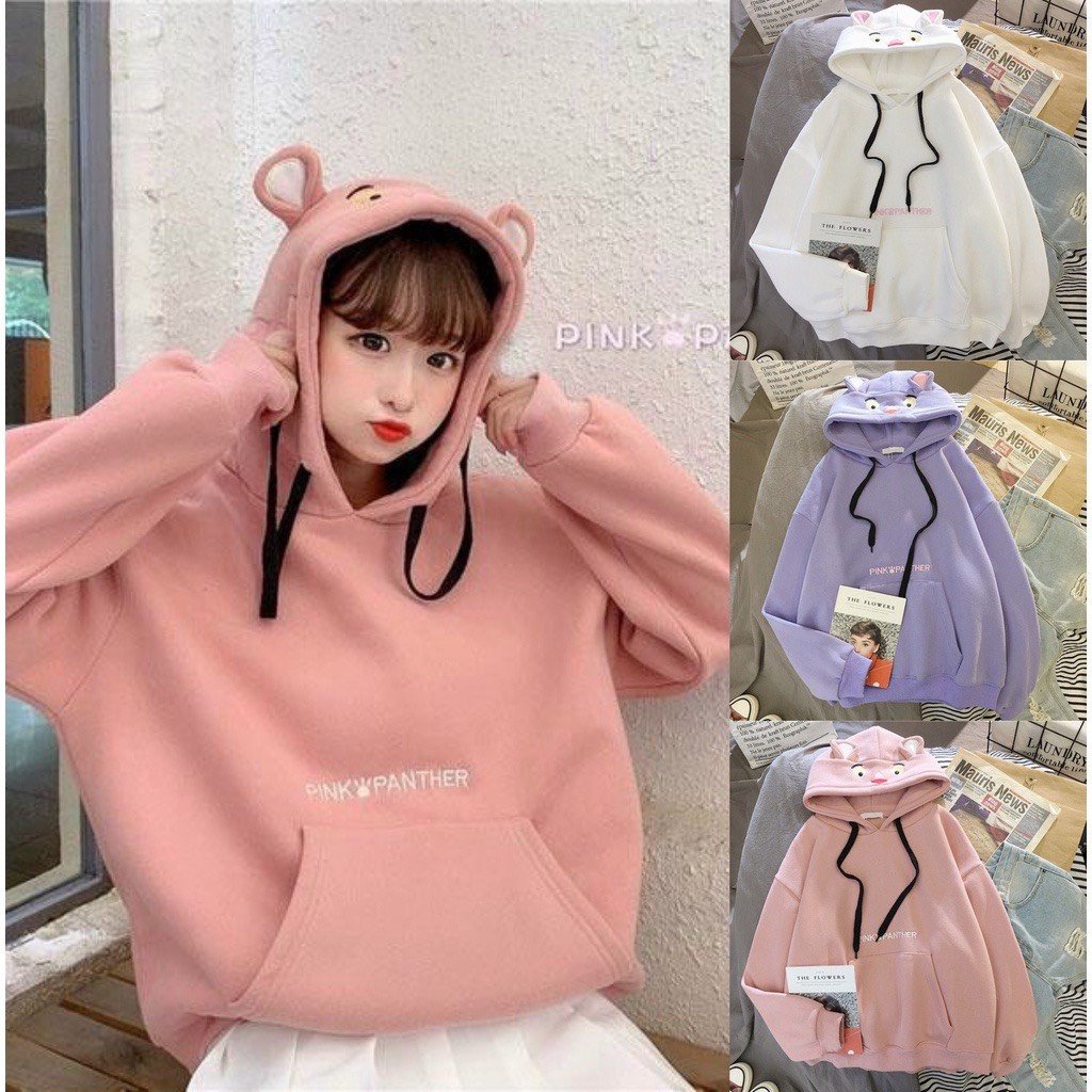 Áo Khoác HOODIE CHÚ BÁO HỒNG Nam Nữ Chất Vải Nỉ Bông Dày Dặn Ấm Áp