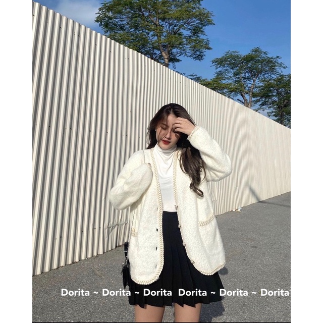 [Ảnh thật/Video] Áo Khoác Dạ Tweed Phong Cách Ulzzang, Áo Khoác dạ cúc ngọc hàng Quảng Châu - Dorita Boutique