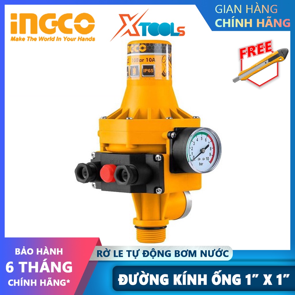 Rờ le tự động bơm nước bằng áp suất INGCO WAPS002 | Máy rờ le bơm nước Điện thế 220-240V~50/60Hz Áp suất khởi động 1.5ba