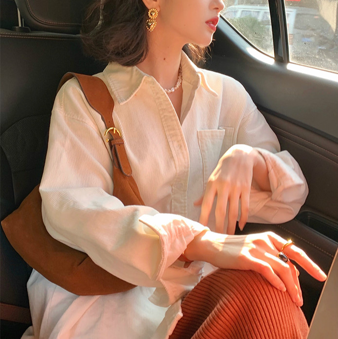 Áo Sơ Mi Tay Dài Phong Cách Retro Hàn Quốc Cho Nữ