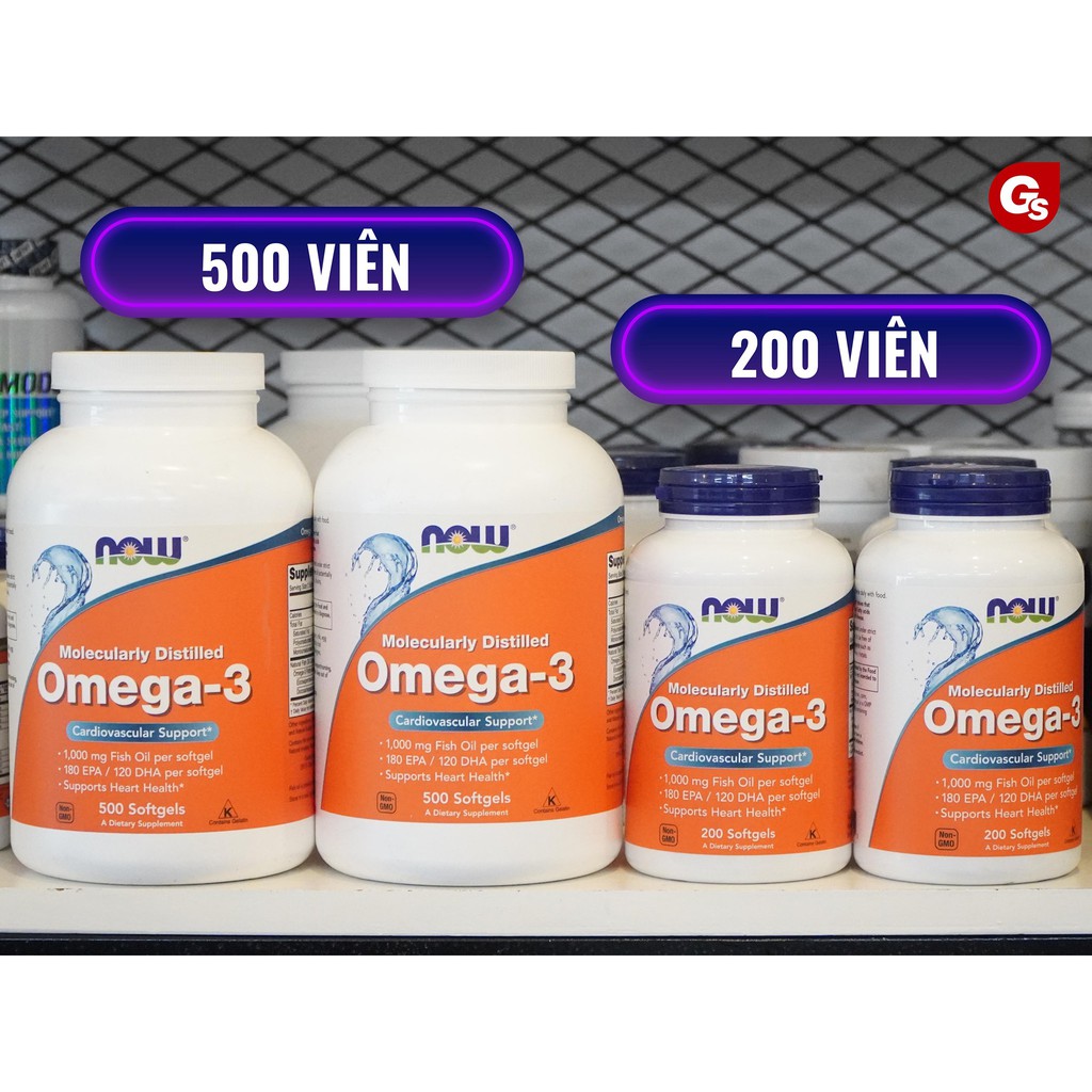 Viên uống dầu cá NOW Omega 3 nhập khẩu Mỹ hỗ trợ thị lực, trí não, hệ thần kinh và làm đẹp da