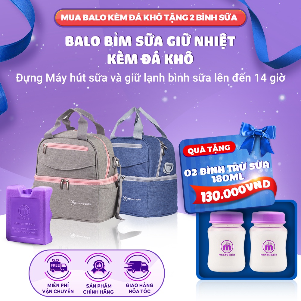 Balo Bỉm Sữa Giữ Nhiệt Mama’s Choice Đa Năng, Giữ Nhiệt Bình Sữa, Đựng Đồ Cho Mẹ Bé, Thiết Kế 2 Tầng, Chất Liệu Cao Cấp