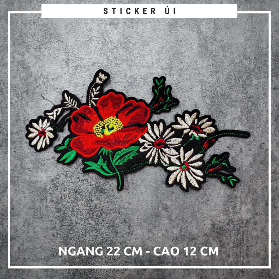 Sticker ủi áo hoa vải thêu cao cấp -DÙNG LÀM BÔNG CÀI ÁO HAY HÌNH ỦI ÁO TRANG TRÍ VÁY, ĐẦM, ÁO DÀI HOẶC LÀM MIẾNG VÁ ÁO