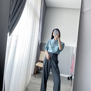 sơ mi cổ nhọn - XANH