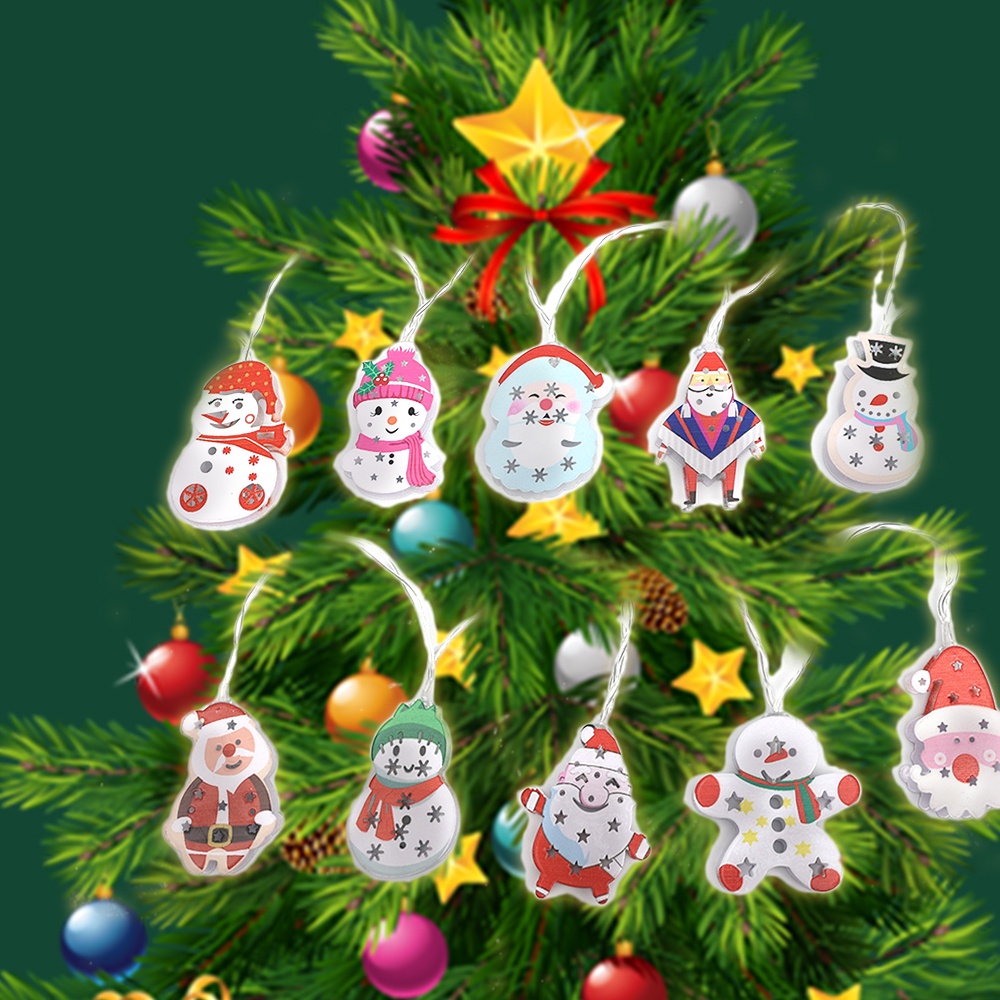 Dây Đèn Led 1.65M 10 Bóng Hình Ông Già Noel Trang Trí Cây Thông Noel