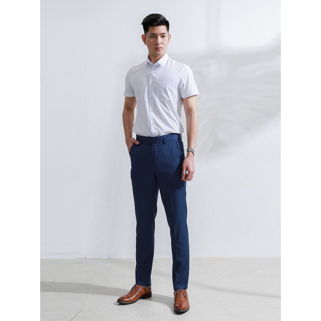 Áo sơ mi nam ngắn tay trắng in xích dọc ARISTINO - ASS026S8 | BigBuy360 - bigbuy360.vn