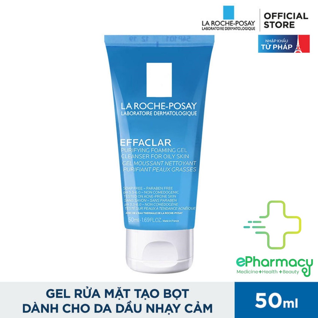 Sữa rửa mặt La Roche Posay cho da dầu mụn, nhạy cảm La Roche-Posay Effaclar Purifying Foaming Gel 50ml