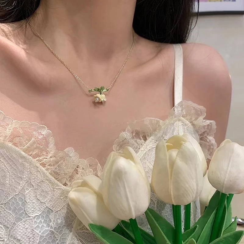 Bộ Trang Sức Hình Hoa Lan Đính Ngọc Trai Nhân Tạo Sang Trọng Cho Nữ