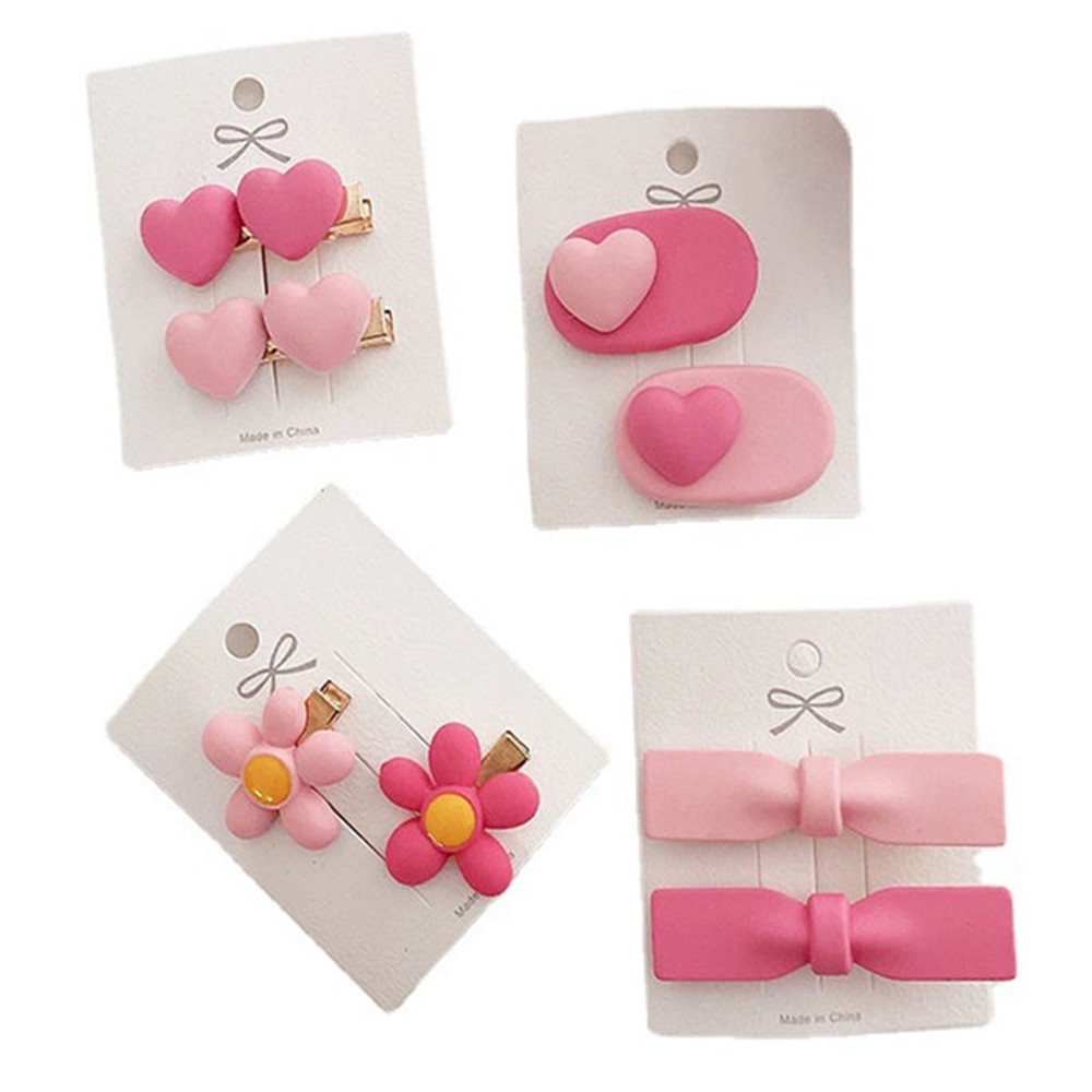 1 Cặp Kẹp Tóc Hình Hoa / Trái Tim / Trái Tim Bằng Nhựa Resin Kiểu Hàn Quốc Ngọt Ngào Cho Bạn Gái