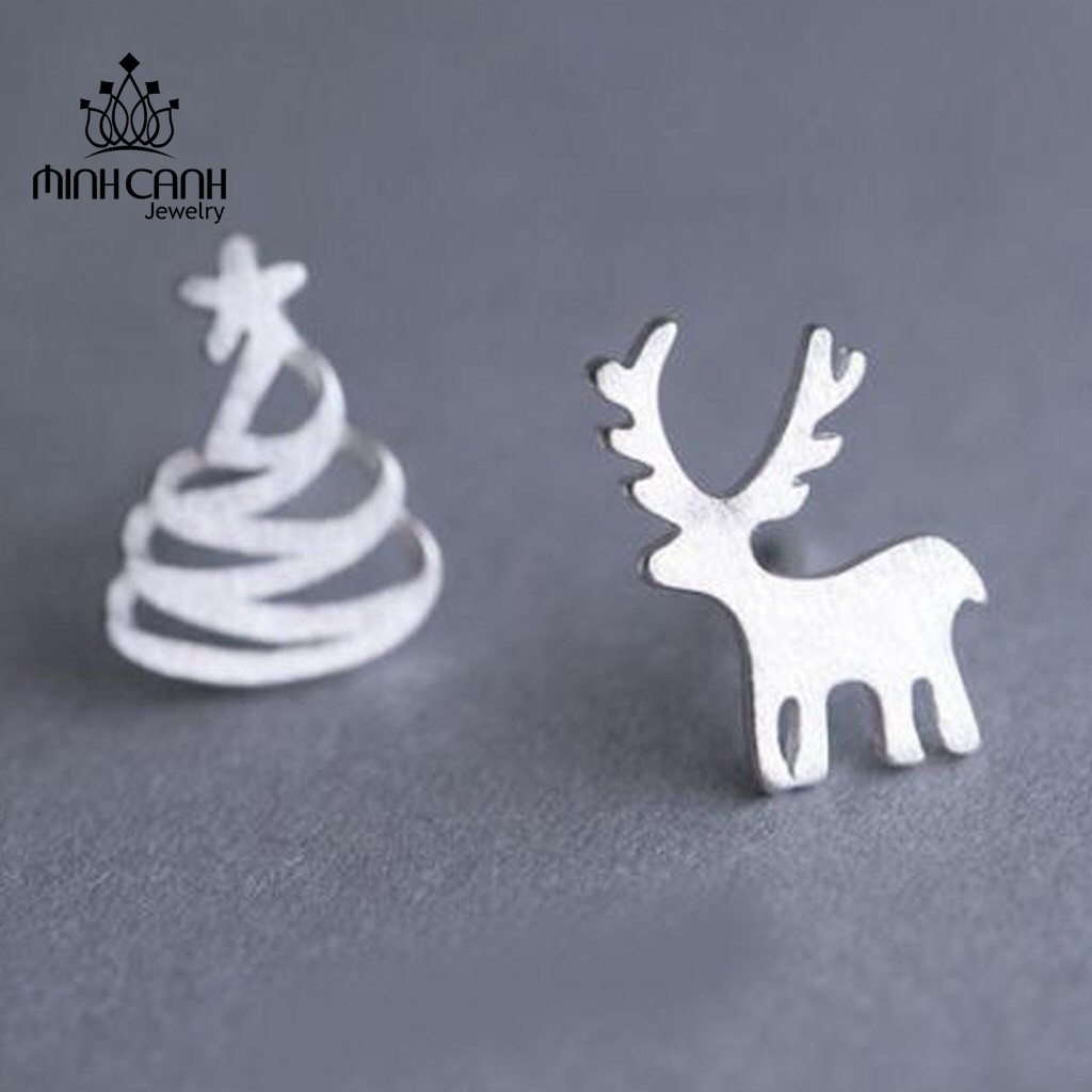 Bông Tai Bạc Giáng Sinh Tuần Lộc Và Cây Thông Noel - Minh Canh Jewelry