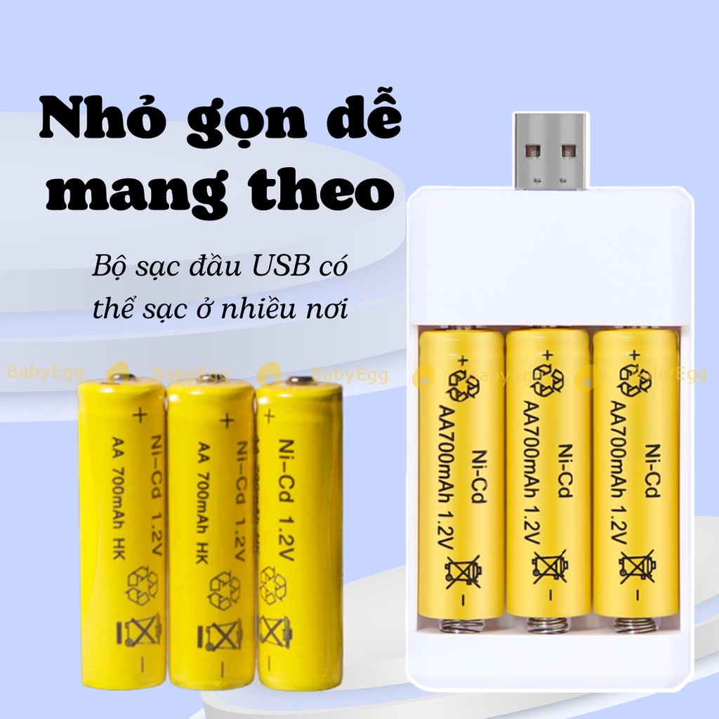 Pin sạc dùng lại nhiều lần kích thước pin tiểu AA pin nhỏ AAA pin tự sạc đầy, bộ sạc pin USB