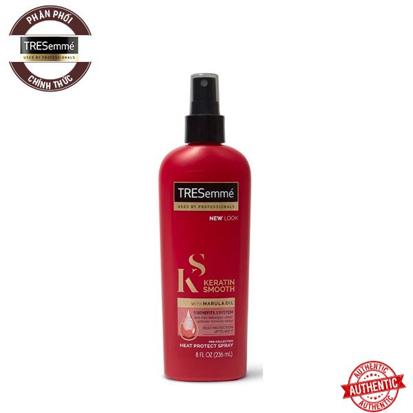 [Khuyến mãi Mỹ phẩm chính hãng] Xịt Dưỡng Bảo Vệ Tóc Khỏi Nhiệt 5 In 1 TRESemmé Keratin Smooth Heat Protect Spray 236ml