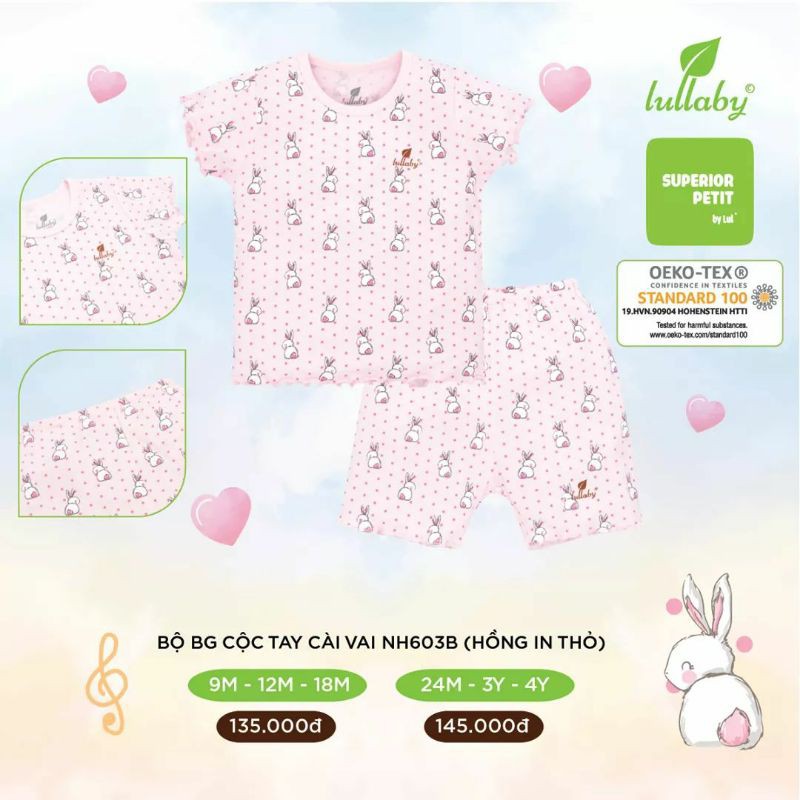 Bộ cộc tay petit mềm mịn Lullaby 2021