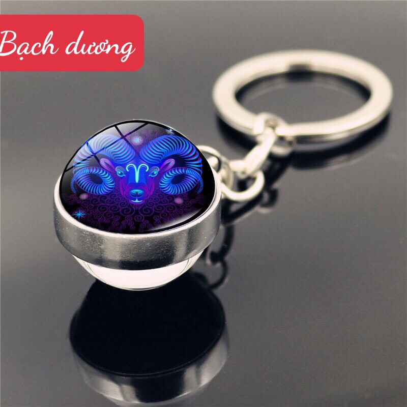 Móc Khóa 12 Cung Hoàng Đạo Thiết Kế Nhỏ Gọn Sang Trọng Cầu Thủy Tinh