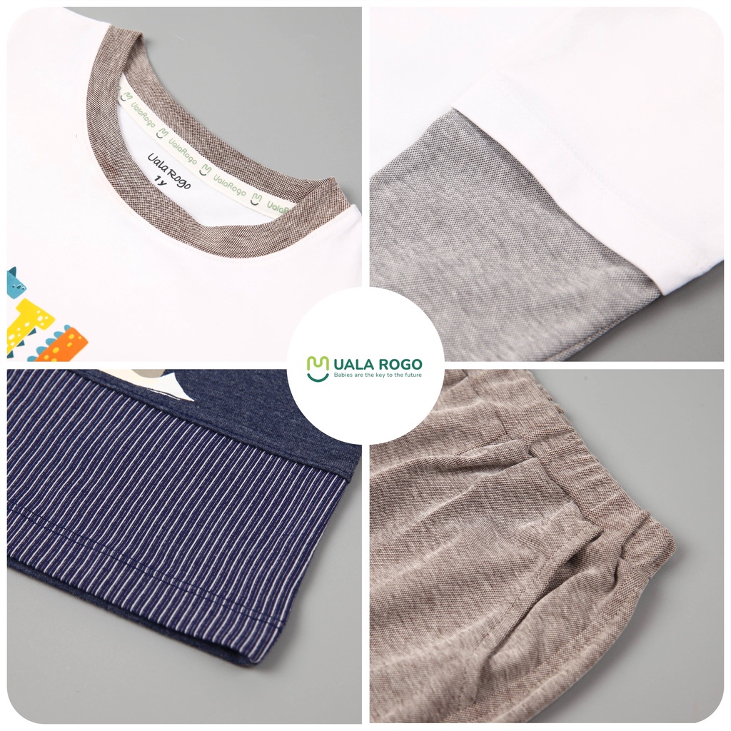 Quần áo thu đông cho bé Ualarogo 1 - 5 tuổi cotton dài tay cổ tròn giữ ấm 3897