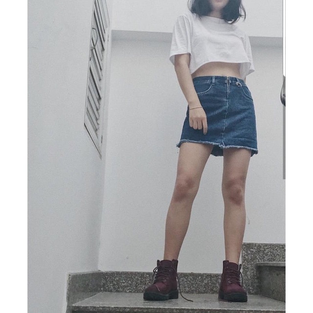 Áo croptop tay lỡ cổ tròn, kèm hình thật