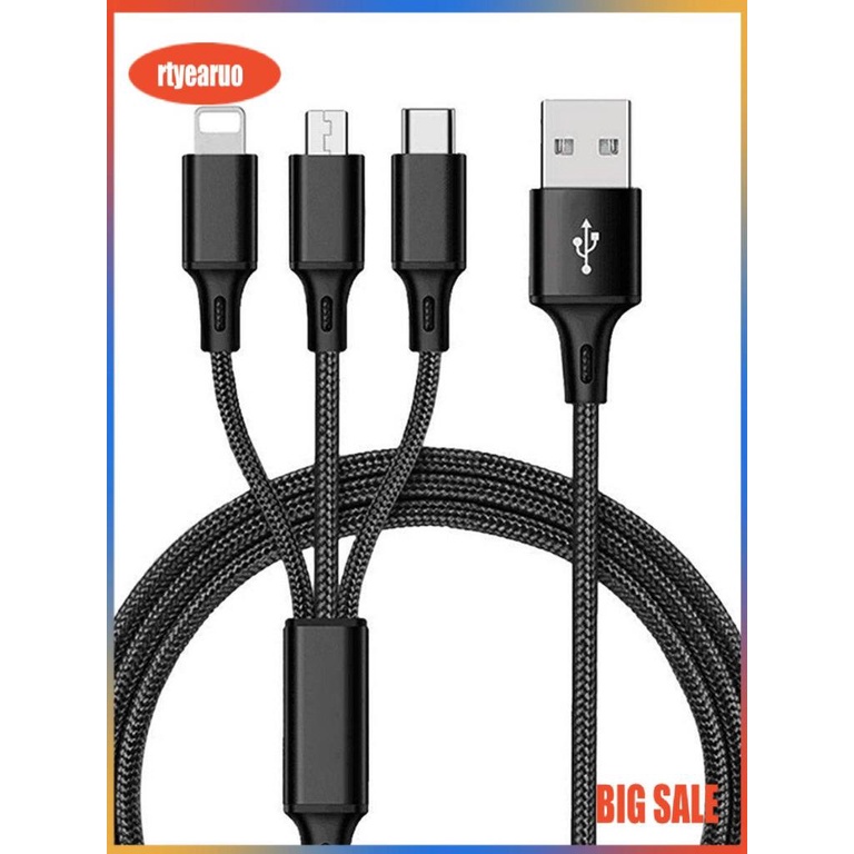 2.1A Fast Charging Car Portable Extension Cable Three-in-one Data Cable