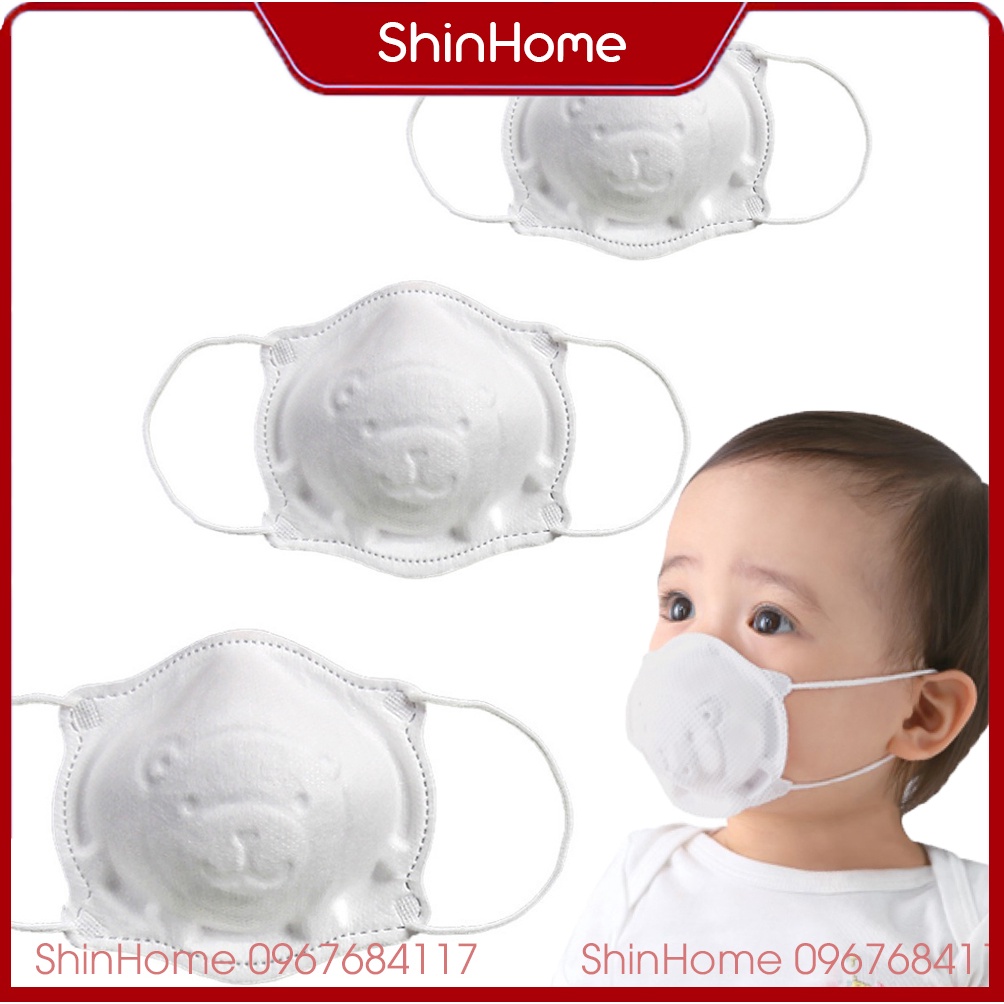 Set 3 chiếc khẩu trang cho bé hình gấu 3D trẻ em 0-3 tuổi