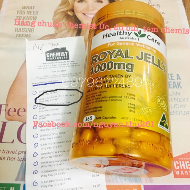 (Mẫu mới) Sữa Ong Chúa Healthy Care Royal Jelly ÚC 1000mg Lọ 365v | BigBuy360 - bigbuy360.vn