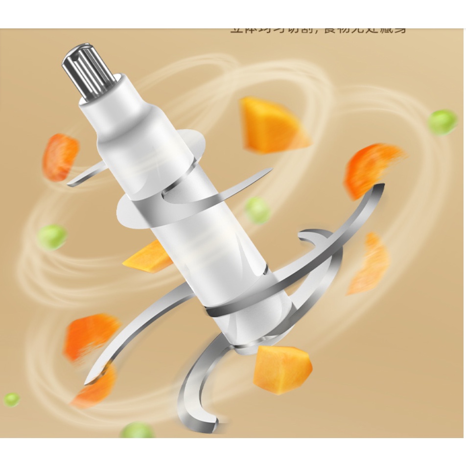 Máy xay đa năng, máy xay ăn dặm dung tích 0.6L có 6 lưỡi dao chính hãng bear QSJ-D02Q1