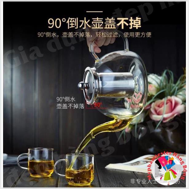 (HÀNG ĐẸP) Ấm thuỷ tinh lõi lọc inox dung tích 1,2L