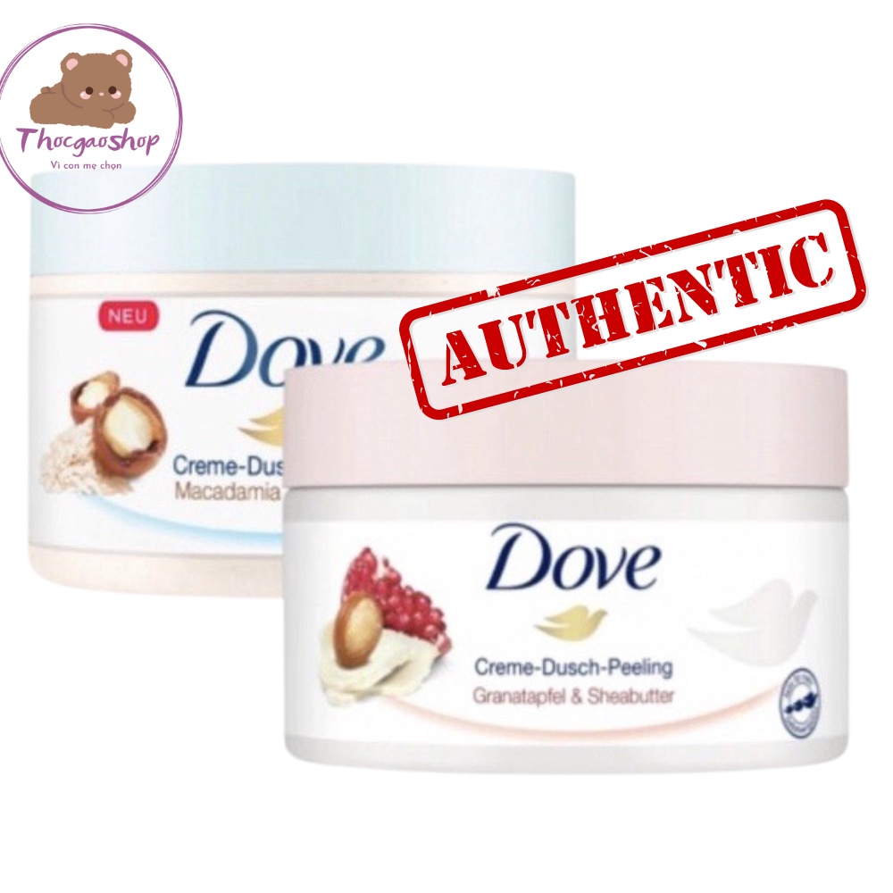 Tẩy da chết Body Dove Đức 225gr hương lựu và hương macca