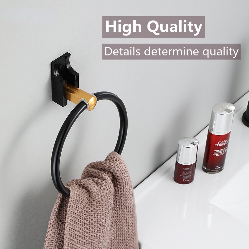 Giá Treo Khăn Tắm Bằng Nhôm Màu Đen Thiết Kế Vô Hình Tiện Dụng
