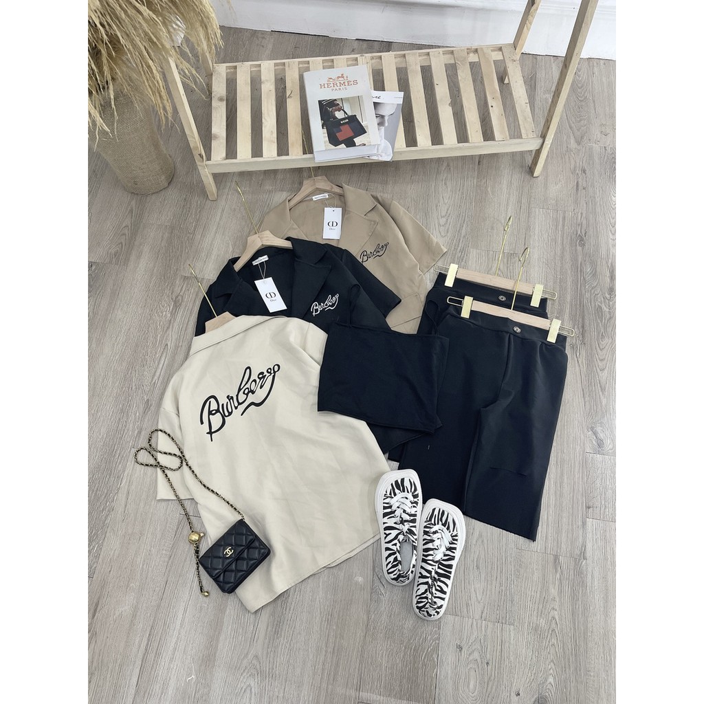Set Vest 3 Món Thêu Chữ Mix Quần Ngố Legging