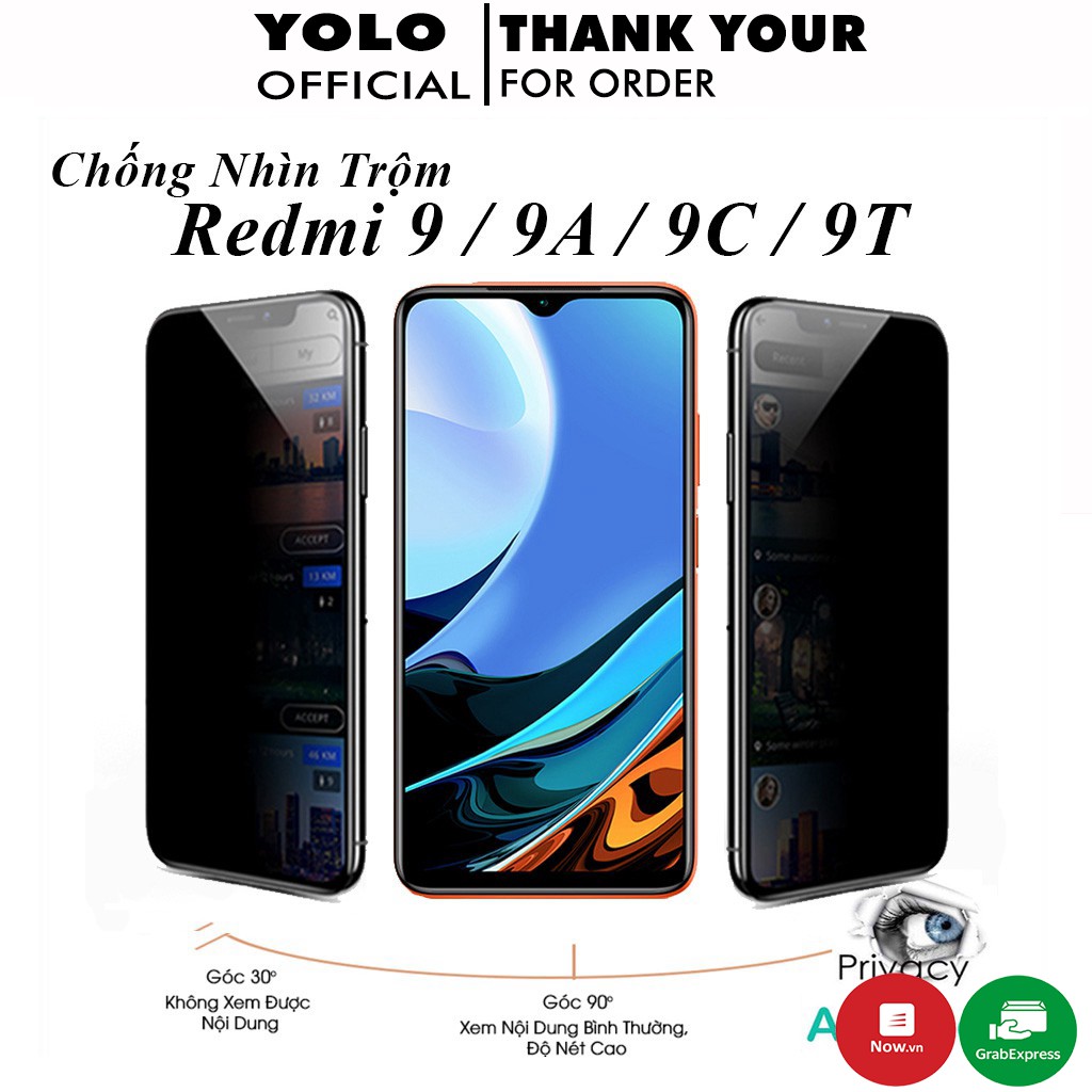 Cường lực redmi 9 9A 9C 9T Chống Nhìn Trộm Full Màn Hình Tặng Kèm Khăn Lau