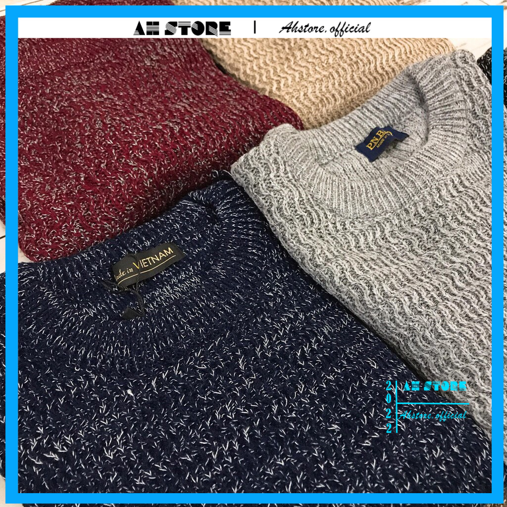 Áo len nam cổ tròn trơn dày dặn, Áo len nam cao cấp co giãn cực tốt phong cách trẻ trung hàn quốc - AHSTORE