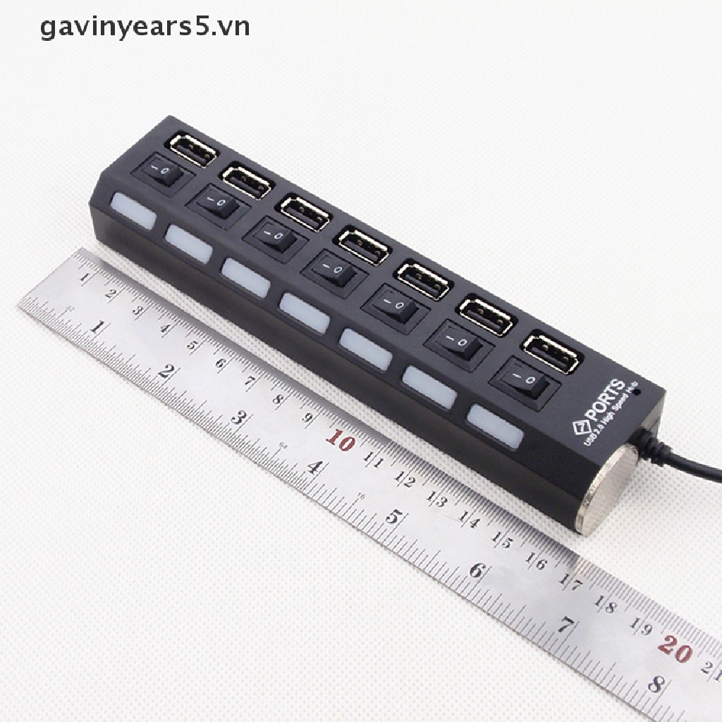 Bộ Hub 7 Cổng USB 2.0 Có Công Tắc Bật / Tắt Tốc Độ Cao Cho PC / Laptop / MAC