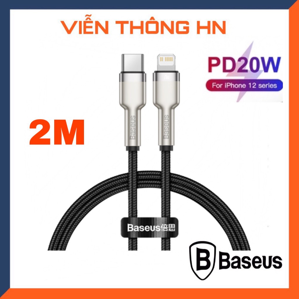 Dây sạc nhanh iphone type c to lightning pd 20w Baseus Cafule Series Metal dài 1m 2m - cáp sạc bọc dù cao cấp hỗ trợ tru