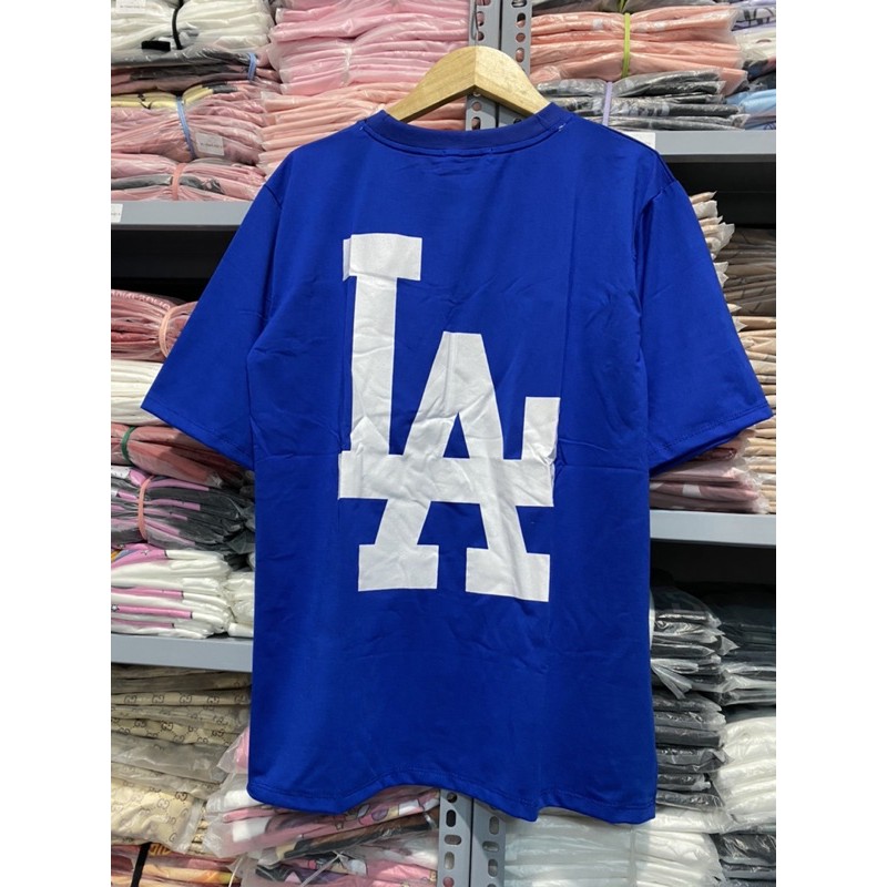 áo phông nam nữ form rộng unisex in chữ LA 2 mặt