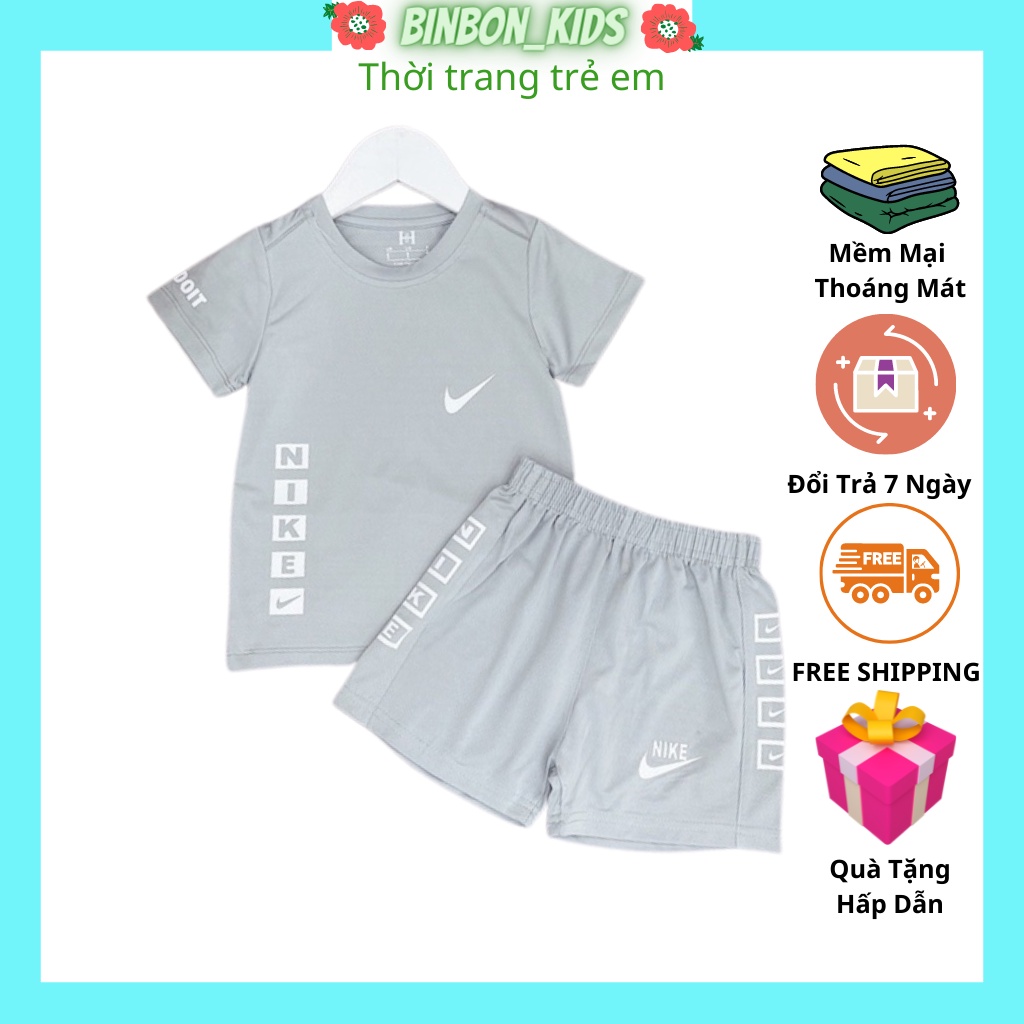 Bộ thể thao bé trai BINBON KIDS, Đồ bộ bé trai cộc tay chất Thun Cotton cực mát cho bé QATEA33 từ 6-28kg